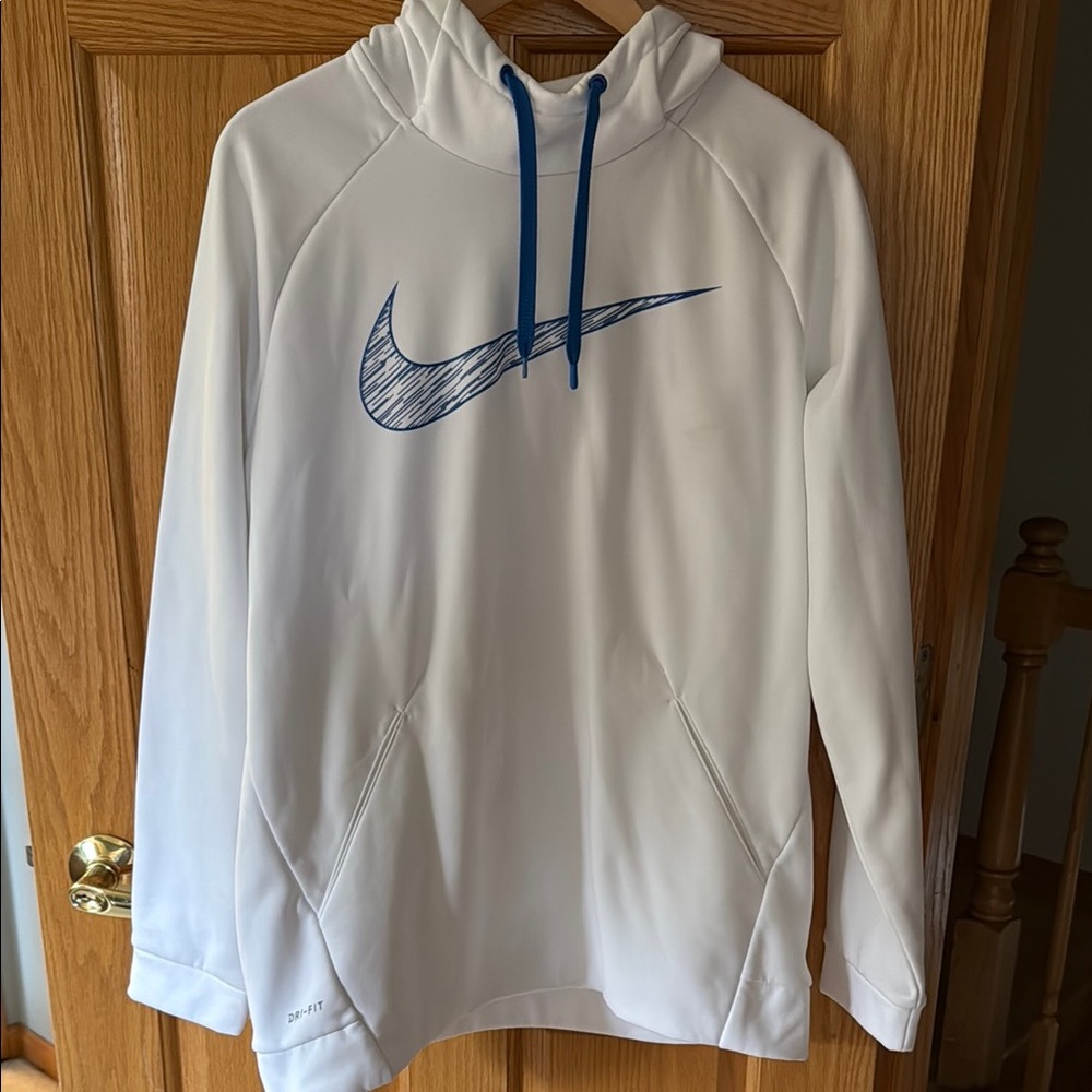 Nike White Hoodie with Blue Swoosh